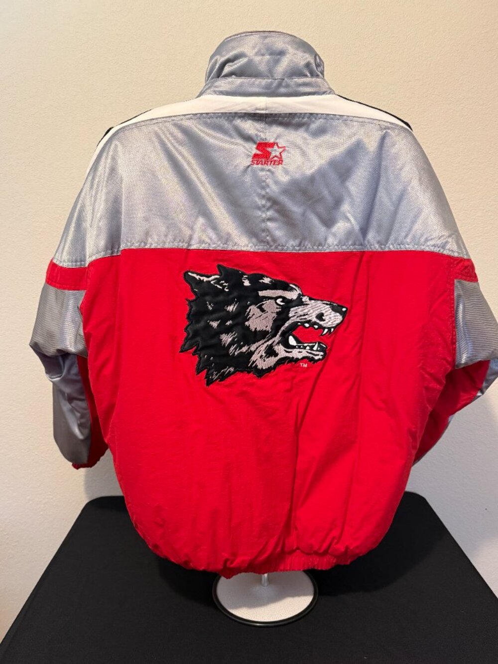 Vintage 90s New Mexico Lobos Starter Puffer Jacket Big Logo Men’s Large Red